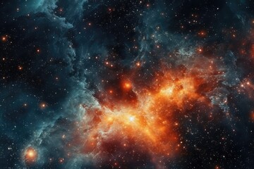 Fototapeta premium Fiery Cosmic Nebula in Deep Space