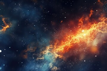 Fototapeta premium Fiery Cosmic Nebula in Space