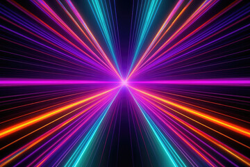 Fototapeta premium Vibrant Neon Light Burst in Dark Space