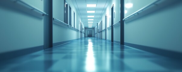 Modern hospital corridor blurred to create an abstract healthcare environment.