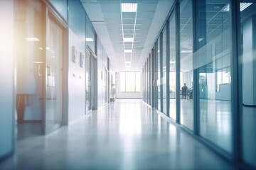 Modern Office Corridor with Glass Walls