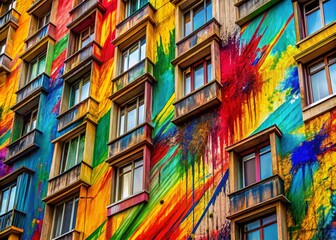 Fototapeta premium Vibrant Abstract Grunge Brush Strokes Pattern for Architectural Photography