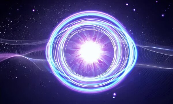 Pulsing ring animation with a soft halo of light that expands and contracts, creating a calming rhythmic motion.
