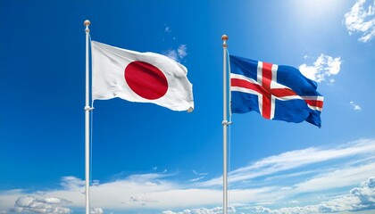 日本の国旗とアイスランドの国旗(Japan flag & Icelandic flag.)
