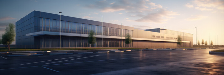 Modern Commercial Complex in Sunset Hues