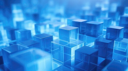Obraz premium Abstract Blue Cubes Technology Background Design