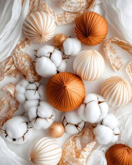 Bohemian Christmas Ornaments with Cotton Balls