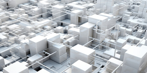 Obraz premium Futuristic Urban Grid: Abstract City 3D Model
