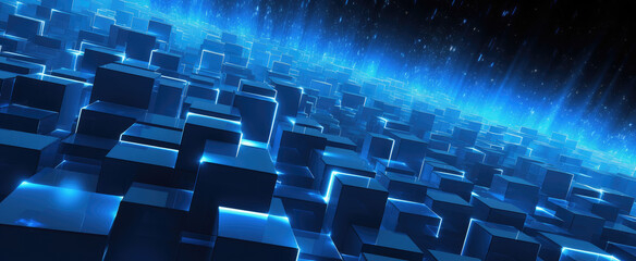 Obraz premium Digital Matrix: Blue Cube Network System
