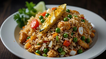 A delicious dish of egg fried rice.