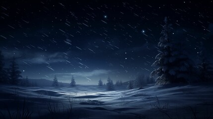 Obraz premium Christmas snow at night background. Generative ai