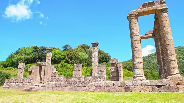 Temple of Antas Carthaginian Roman building architecture dedicated to god Sid Addir in Sardinia, Italy ancient ruins with ionic columns