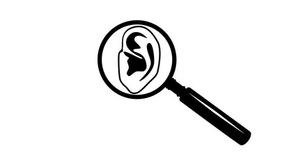 medical hearing test, black isolated silhouette