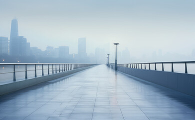 Obraz premium Mysterious City Fog: Urban Morning Silence