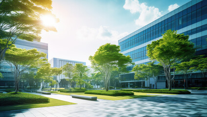 Modern Corporate Office Park at Sunrise