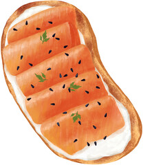 slice of salmon and bread 