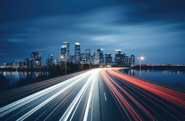 Urban Dreams: City Lights and Nighttime Highways
