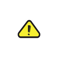 Exclamation mark icon vector. Yellow filled black line symbol