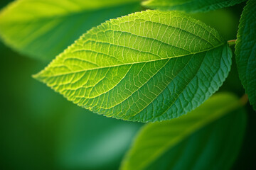 Obraz premium Close-up view of lush green leaves showcasing vibrant texture and natural beauty