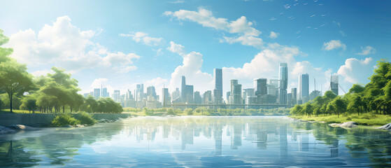 Futuristic Eco-Friendly Cityscape by Water