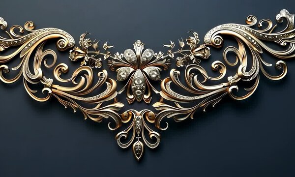 A gold and silver design with flowers and leaves Video