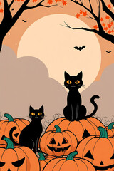halloween background with pumpkin and bats