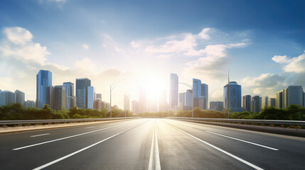 Fototapeta premium Urban Sunrise Over Empty Highway