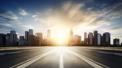 Obraz premium Sunrise Over Modern City Skyline