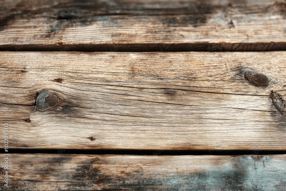 Wall mural detailed and colorful close-up of aged wooden planks with rich textures