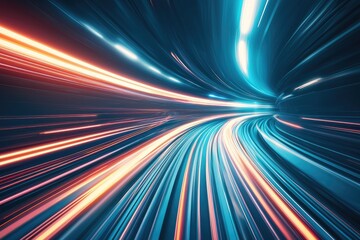 Fototapeta premium Abstract light trails in vibrant colors, evoking speed and motion.