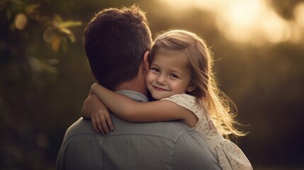 Naklejka premium A man is holding a little girl