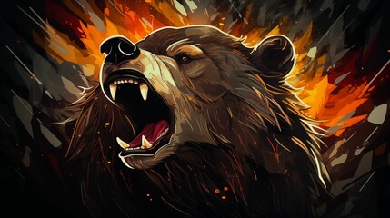 Colored abstract background of a bear. Generative ai