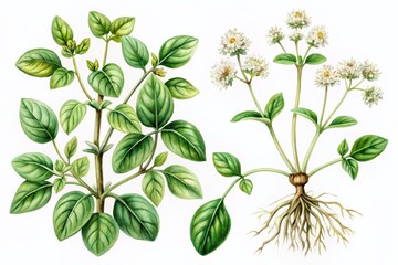 Vintage Eleuthero Plant Watercolor Illustration - Siberian Ginseng Medicinal Herb