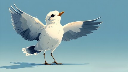 Fototapeta premium Cheerful Anime-Inspired Bird Doing the You're Breathtaking Meme