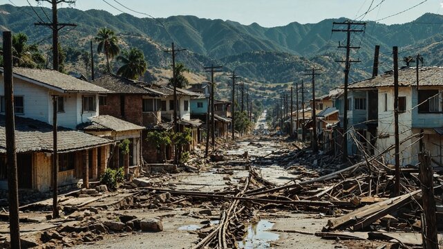 City damaged by earthquake