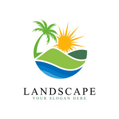 Naklejka premium Landscape logo design illustration vector template