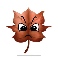 Obraz premium angry leaf mascot character. cute, funny, and playful concept. nature, autumn, holiday, and education themes