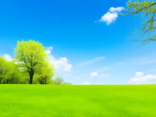 Obraz premium Serene green landscape under a clear blue sky