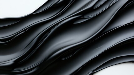 Fototapeta premium Abstract Black Waves: A captivating abstract image of black waves flow and ripple, creating a mesmerizing and dynamic visual, perfect for minimalist design, modern art, and technology themes. 