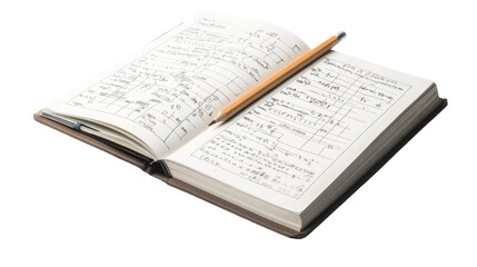 Obraz premium Open Notebook with Pencil and Calculator.