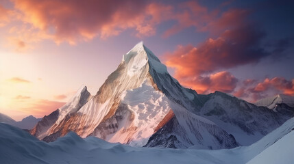 Fototapeta premium Majestic Mountain Summit at Sunset