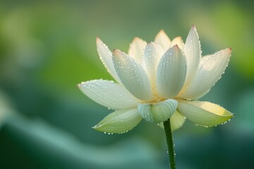 Delicate Lotus Flower Blooming in Morning Light