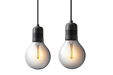 Two Hanging Light Bulbs with Black Cords