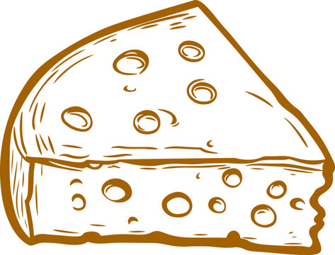 brown cheese wedge with holes, bite taken clip art preview