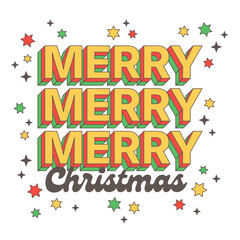Obraz premium Merry Christmas text retro 3d cartoon typography colorful isolated vector