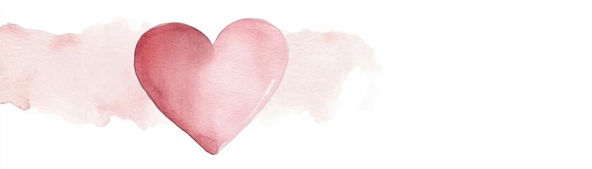 A soft pink heart in watercolor style with a gentle gradient, creating a romantic and delicate design perfect for expressing love..
