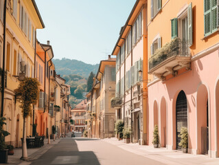 Obraz premium Quaint European Town Street in Serene Afternoon