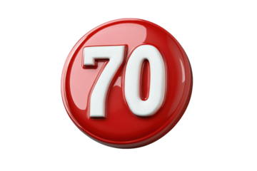 Red Circle with White Number 70