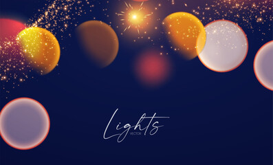 Bokeh and fireworks light effect. Shining holiday and party design. Blur light.