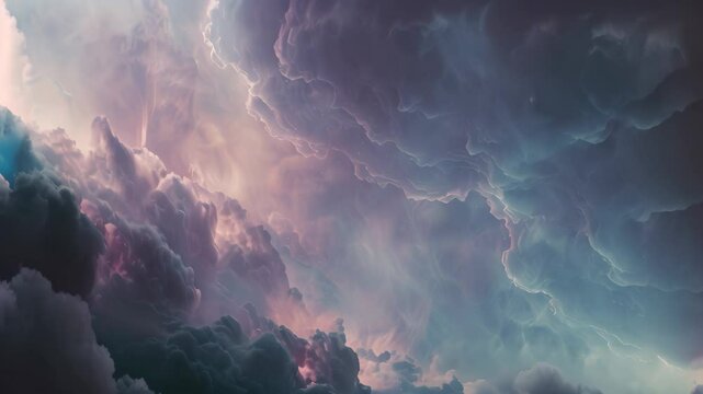 A stunning Video of a peaceful nebula, awash in blue and pink hues, with shimmering topaz dust swirling throughout, Illustrate a peaceful nebula filled with shimmering gas and dust